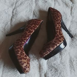 Material Girl leopard print platform stilettos